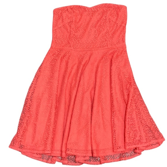 Pink/Coral Mini Lace Dress - Picture 3 of 5